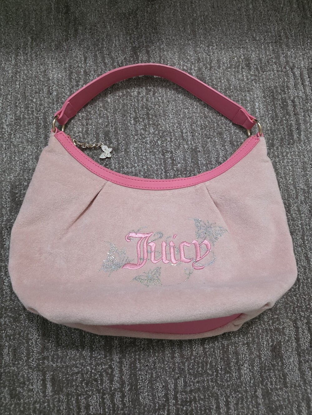 Juicy Couture Wingin' It Pink Terry Hobo Bag Trashy Y2K Bedazzled Princesscore